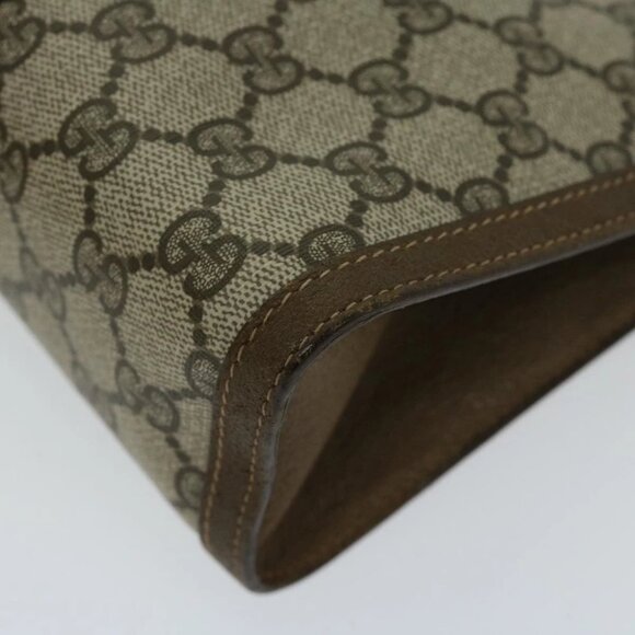 GUCCI GG Supreme Web Sherry Line Clutch Bag PVC Beige Red 89 01 033 Auth 68825 - Picture 8 of 14